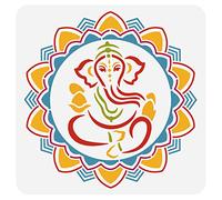 BENECREAT Ganesha Drawing Painting Stencils, Indian Elephant Stencils Template for Painting on Scrapbook, Album, Wood, Floor, Wall and Tile, 30x30cm