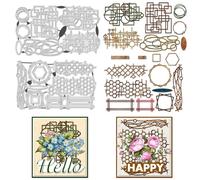 BENECREAT Geometric Shaped Carbon Steel Cutting Dies, Border Theme Pattern Embossing Stencils Template for Making Photo Decorative Paper Scrapbooking, 0.08cm Thick