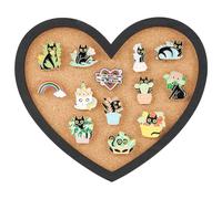 BENECREAT Heart Cork Pin Board, 0.8" Thick Wall Mounted Bulletin Display for Brooch Storage, Office Home School Wedding Decoration, 8x6.7