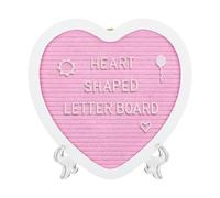 BENECREAT Heart-Shaped Felt Letter Board, 10x10.2x0.6 Inch/25x26x1.5cm Wooden Bulletin Board Message Board for Home, Office, Events, Wedding, Birthday Party