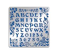 BENECREAT Matte Artistic Metal Letters Stencils, A to Z Alphabet & Number & Flower Vine Stencil Template for Painting, Wood Burning, Engraving, Scrapbooking, 15.6x15.6cm