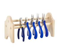 BENECREAT Mini Wood Pliers Rack, 25x9.5x12.7cm/9.8x3.7x5inch Jewelry Pliers Holder Rack, Bench Top Organizer for Jewelers Work Bench Studio Tool Shed Storage Tongs
