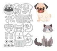 BENECREAT Pet Dog & Cat Cutting Dies, Big Pug Muppets Carbon Steel Embossing Tool Die Cuts Metal Templates for DIY Scrapbooking, Greeting Card, Decorative Embossing