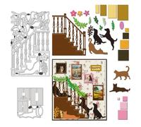 BENECREAT Pet Stairs Die Cuts for Card Making, Dog and Cat Carbon Steel Template Metal Cutting Dies for DIY Scrapbooking Album Craft Home Decor