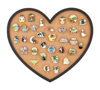 BENECREAT Pin Board Heart Cork Board Bulletin Display Board, 1.7cm Thick Wall Mounted Cork Board for Brooch Pin Storage, Office Home Festival Valentine's Decor, 30x26cm