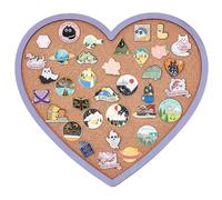 BENECREAT Purple Heart Pin Cork Board Bulletin Display Board, 27x30cm Wall Mounted Cork Board for Brooch Pin Storage, Office Home Festival Valentine's Decor