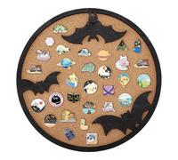 BENECREAT Round Cork Boards, Bats Pin Display Board, 30x1.8cm Bulletin Board Brooch Jewelry Display Cork Tray for Brooch Pin Storage, Halloween Decor