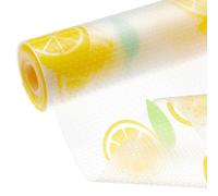 BENECREAT Shelf Liner, Non-adhesive Drawer & Cabinet Liner, 6m x 30cm/236.2 x 11.8 Inch Non-slip Waterproof Shelf Paper for Kitchen, Easy to Cut, Lemon Pattern