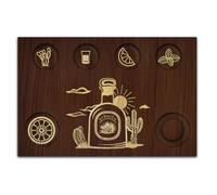 BENECREAT Shot Glasses Serving Tray, Cactus Tequila Glass Holder, Salt Rim Shot Glasses Wooden Board for Taco Bar, Family Dinner, Parties