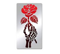 BENECREAT Stainless Steel Flower Stencil Templates, Reusable Rose and Skull Hand Painting Template Journal Tool for Wood Burning Pyrography Engraving DIY Craft, 10.1x17.7cm