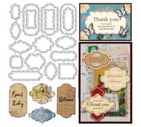 BENECREAT Tag Theme Die Cuts for Card Making, Label Frame Cutting Dies Carbon Steel Stencils for DIY Scrapbooking, Photo Album, Decorative Embossing, Number Tag Making, 0.8mm Thick
