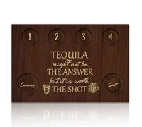BENECREAT Tequila Shot Glass, Wooden Shot Glass Tray, Rectangular Glass Holder with Salt Rim Glass Set for Restaurant, Bar, Party, Family Gathering, 7.8x11.8x0.49inch