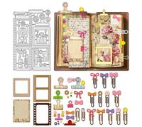 BENECREAT Vintage Folder Clip Carbon Steel Cutting Dies, Film Frame, Binder Clip, Paper Clips, Bows Metal Cut Dies Stencils for DIY Scrapbooking, Photo Album, Decorative Embossing, 0.8mm Thick