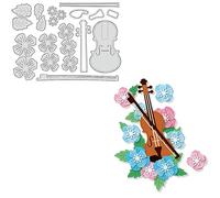 BENECREAT Violin Cutting Dies Flowers Leaves Embossing Stencils Die Cuts Template for Paper Card Making Decoration DIY Scrapbooking Album Craft Decor