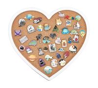 BENECREAT White Heart Pin Cork Board, 18mm/0.7 Inch Thick Bulletin Display Board with White Frame for Brooch Pin Storage, Office Home Festival Valentine's Decor, 30x27.2cm/11.8x10.7 Inch