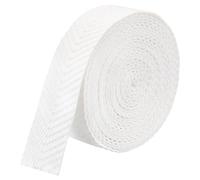 BENECREAT White Polycotton Cargo Strap, 5 Yards/4.6 Meters x 1.5 Inches/38 Mm, Striped Patterned Flat Webbing for Tote Bag Handles, Tote Bag Webbing