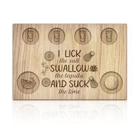 BENECREAT Wooden Tequila Shot Glass Flight Tray with Salt Rim - 4 Glass Holder & Serving Board, 20x30cm (7.87x11.8 Inch)