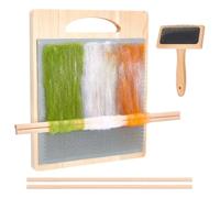 BENECREAT Wool Blending Board Carding Brush Set, 12.5x10.6x0.6inch Fiber Blending Board with 1pcs Wool Brush 2pcs Wood Craft Sticks for Mix Colors, Organize Wool Fibers