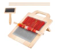 BENECREAT Wool Blending Board Carding Brush Set, 36.2x32x16cm Fiber Blending Board with 1Pcs Wool Brush and 2Pcs Wood Craft Sticks for Mix Colors, Organize Wool Fibers