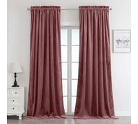 Benedeco Blackout Dusty Rose Velvet Curtains for Bedroom Window, Light Filtering Drapes for Living Room Darkening Soundproof Thermal Curtain Rod Pocket 52 x 96 inches Long Length Set of 2 Panels
