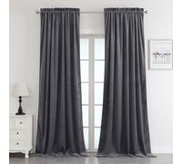 Benedeco Blackout Grey Velvet Curtains for Bedroom Window, Light Filtering Drapes for Living Room Darkening Soundproof Thermal Curtain Rod Pocket 52 x 96 inches Long Length Set of 2 Panels