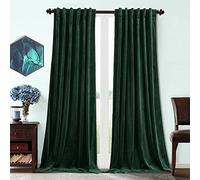 Benedeco Dark Green Velvet Curtains for Bedroom Window with Back Tab, Super Soft Vintage Luxury Heavy Drapes, Room Darkening Thermal Insulated Curtain for Living Room, W52 by L108 inches, 2 Panels