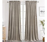 Benedeco Taupe Velvet Curtains for Bedroom Window, Super Soft Luxury Drapes, Room Darkening Thermal Insulated Rod Pocket Curtain for Living Room, W52 by L90 inches, 2 Panels