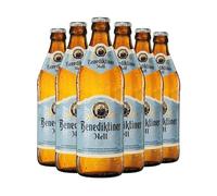 Benediktiner Helles Lager Beer 500ml | German Helles Style | Golden Bavarian Lager | Malty Sweetness with Fruity Notes | 5% ABV | Suitable for Vegans | 6 Pack Glass Bottles