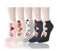 Benefeet Sox Cute Ankle Socks for Women Girls Novelty Patterned Low Cut Cotton Casual Socks Fun Colorful Summer Short Socks, 5 Pack-raccoon Cat Fox Squirrel, One size
