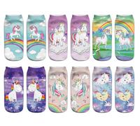 Benefeet Sox Funny Crazy Flip Flop Socks for Women Novelty Manicure Print 3D Socks Look Like Flip Flops Silly Feet Ankle Sock, Rainbow Unicorn, One size