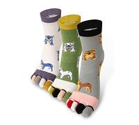 Benefeet Sox Funny Toe Socks Women Five Finger Socks Girls Cute Toe Seperated Cotton Socks Running Athletic Christmas Gifts, 3 Pack-dogs, One size