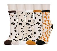 Benefeet Sox Sheer Socks for Women Mesh Crew Socks Girls Mesh Lace Sock Cute Thin Nylon See Through Transparent Sock, 5 Pack-retro Leopard, One size