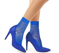 Benefeet Sox Womens Fishnet Ankle Socks Funny Crazy Novelty Hollow Out Mesh Net Athletic Cotton Dress Sock, Royal Blue, One size