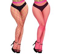 Benefeet Sox Women's Fishnet Stockings High Waist Sexy Mesh Fishnet Tights 2/4 Styles Fishnets Pantyhose(One Size), Rose Pink-2 Pack, One size