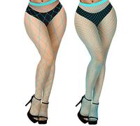 Benefeet Sox Women's Fishnet Stockings High Waist Sexy Mesh Fishnet Tights 2/4 Styles Fishnets Pantyhose(One Size), Light Blue-2 Pack, One size