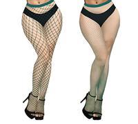 Benefeet Sox Womens Fishnet Tights Gothic Fishnet Stockings Sexy High Waist Fishnets Girls Sheer Mesh Pantyhose 2 Pairs, Medium & Mini Grid, Dark Green, One size