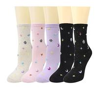 Benefeet Sox Womens Funny Crew Socks Girls Cute Novelty Patterned Dress Socks Funky Graphic Design Cotton Casual Sock, 5 Pair-space Galaxy, One size