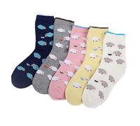 Benefeet Sox Womens Funny Patterned Crew Socks Girls Cute Novelty Cotton Dress Socks Funky Graphic Tube Sock, 5 Pair-sheep, One size