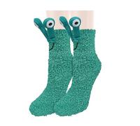 Benefeet Sox Womens Girls Fuzzy Socks with Grips Soft Fluffy Slipper Socks Cute Cozy Winter Socks Christmas Halloween Gifts, Green Frog, One Size