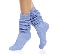 Benefeet Sox Womens Girls Glitter Slouch Socks Sparkle Scrunch Socks Cute Knee High Boot Socks Novelty Long Knit Stacked Sock, Denim Blue, One size