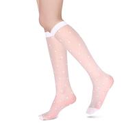 Benefeet Sox Womens Girls Sheer Knee High Socks Black White Mesh Fishnet Lace Stockings Nylon Kawaii Lolita Socks, White Polka Dot, One size