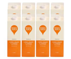 Benefit Drinks Pure Carrot, Orange & Turmeric Juice with Vitamin A, C and E - 8 x 1L Pack - Healthy Drinks Superfood