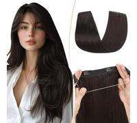 Benehair #1B Natural Black Real Hair Secret Wire Extensions Remy Human Invisible Wire Hair Extensions with Clips One Piece Adjustable Straight 20 Inches (70g)