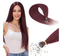 Benehair 20 Inch Nano Hair Extensions 100% Real Remy Hair Extensions Nano Beads 50 Strands 35g Invisible #99J Wine Red