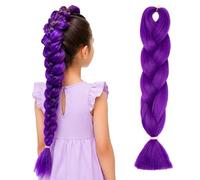 Benehair 24 Inches Braiding Hair Long Braids Extensions Hair Colorful Synthetic Hair for Braid Human Braiding Hair Purple Hair Extensions for Women(Purple, 100g)