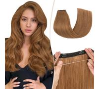 Benehair #6 Light Brown Real Hair Secret Wire Extensions Remy Human Invisible Wire Hair Extensions with Clips One Piece Adjustable Straight 14 Inches (60g)