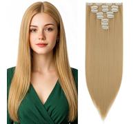Benehair 8 Pcs 17 Clips Hair Extensions Clip in 26" Long Straight Clip in Hair Extensions for Full Head Synthetic Hairpiece for Women Girl Golden Brown
