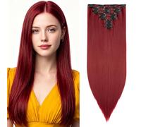 Benehair 8 Pcs 17 Clips Hair Extensions Clip in 26" Long Straight Clip in Hair Extensions for Full Head Synthetic Hairpiece for Women Girl Red