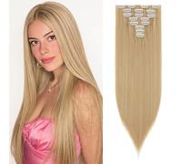 Benehair 8 Pcs 17 Clips Hair Extensions Clip in 26" Long Straight Clip in Hair Extensions for Full Head Synthetic Hairpiece for Women Girl Ash Blonde