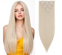 Benehair 8 Pcs 17 Clips Hair Extensions Clip in 26" Long Straight Clip in Hair Extensions for Full Head Synthetic Hairpiece for Women Girl White Blonde